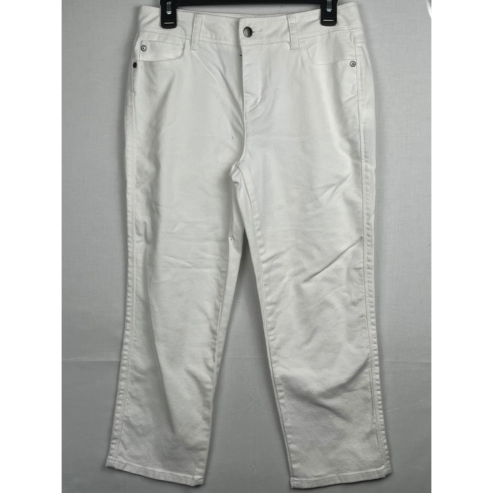 Dana Buchman White Denim Straight Leg Pants Womens Size 10 Crop Jeans
